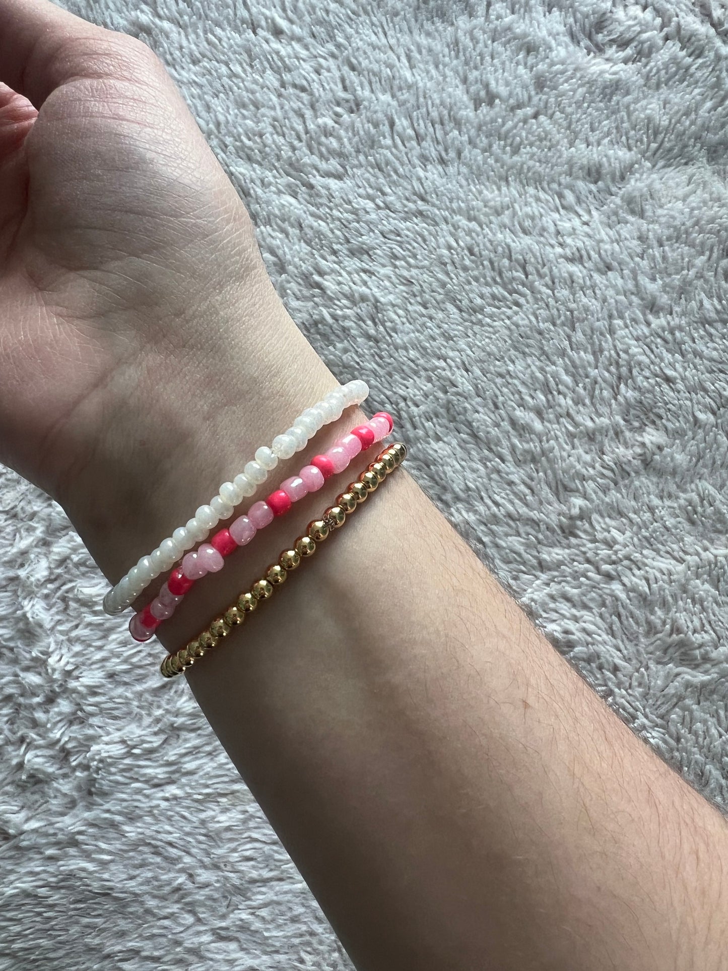 Mama pinks and gold 3 bracelet set