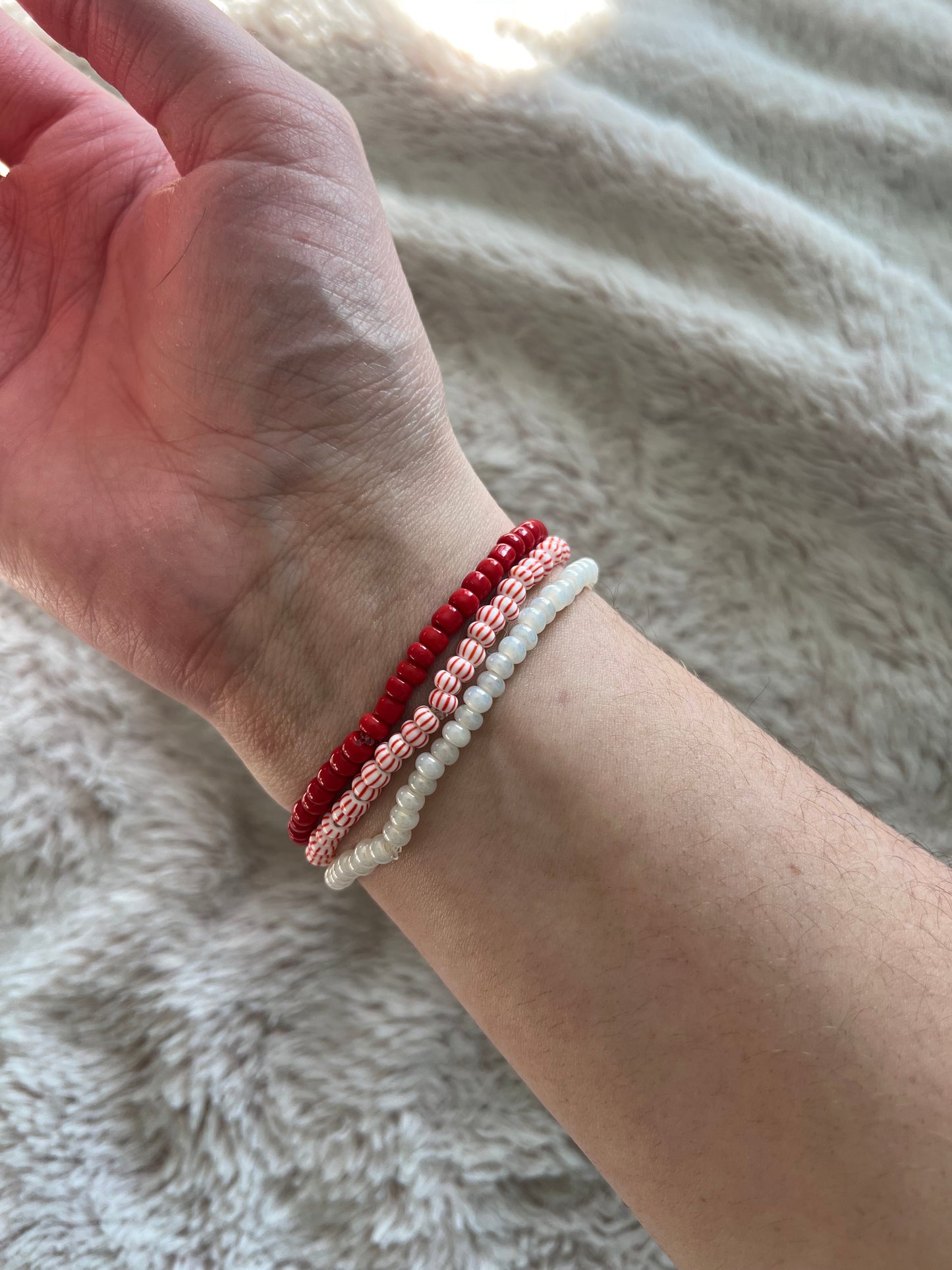 Valentines red and white heart 3 bracelet set