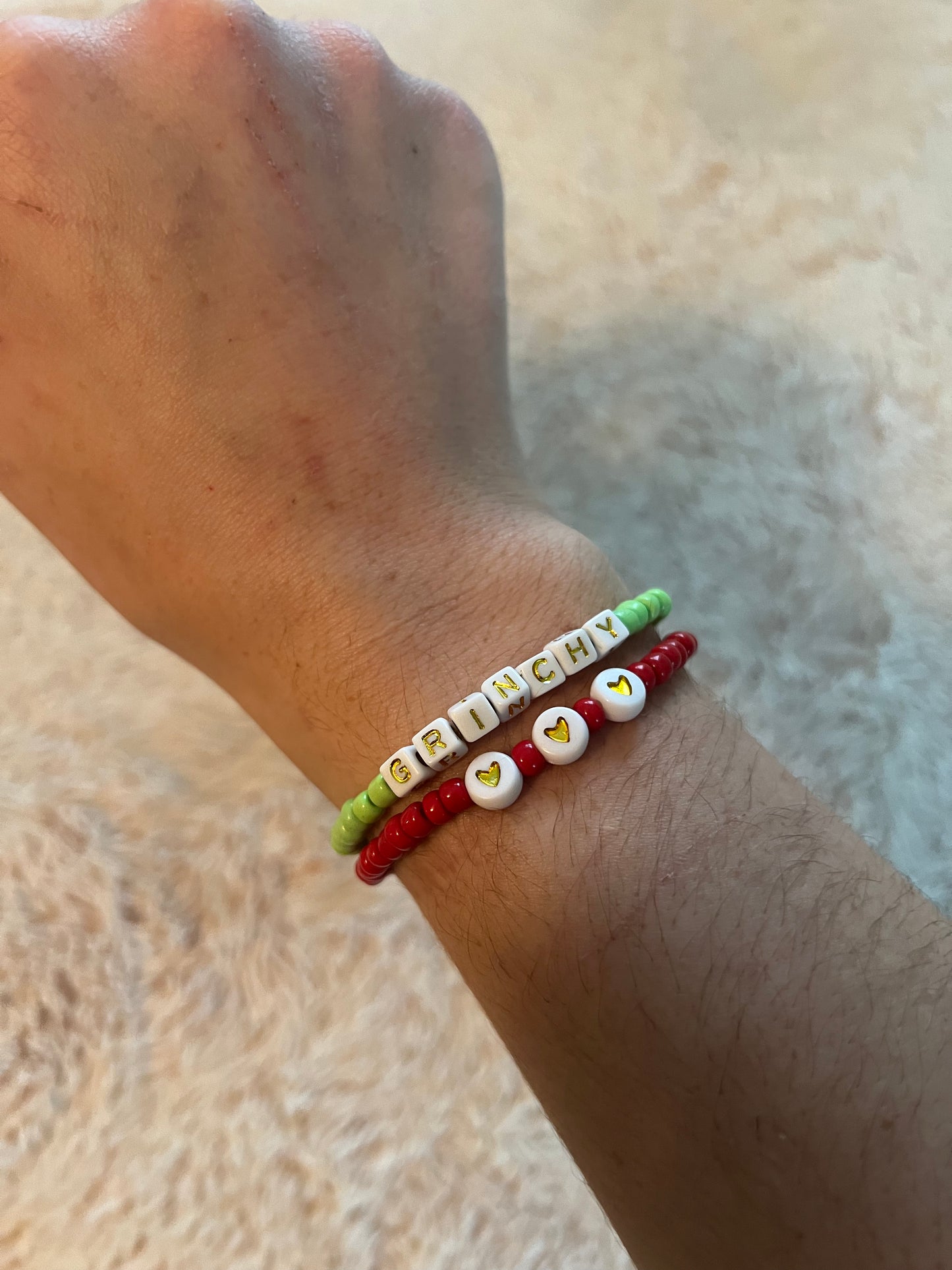 Grinchy and red heart 2 Bracelet set