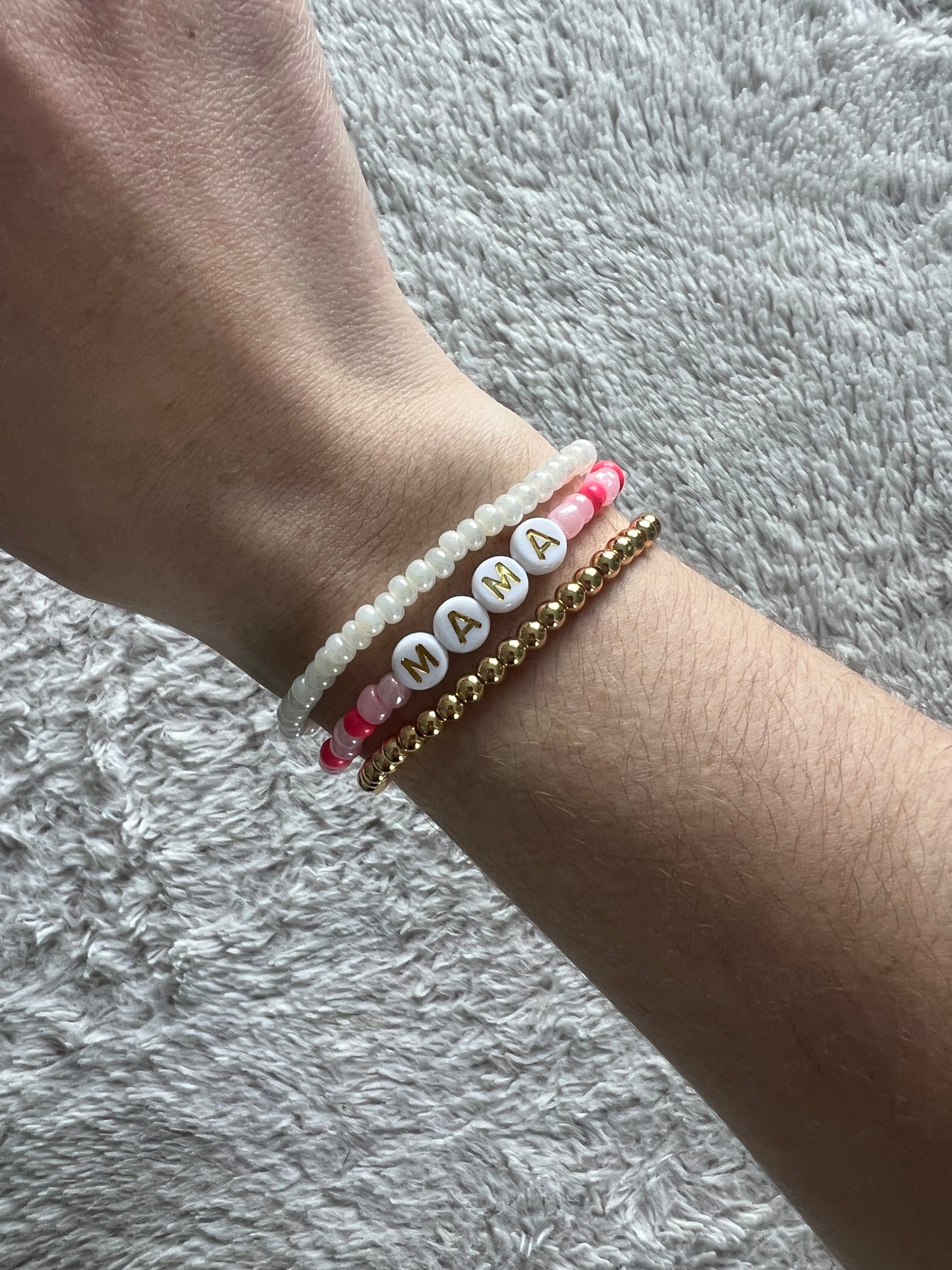 Mama pinks and gold 3 bracelet set