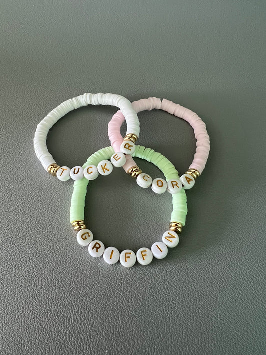 Custom Name Bracelet- Polymer Clay Beaded